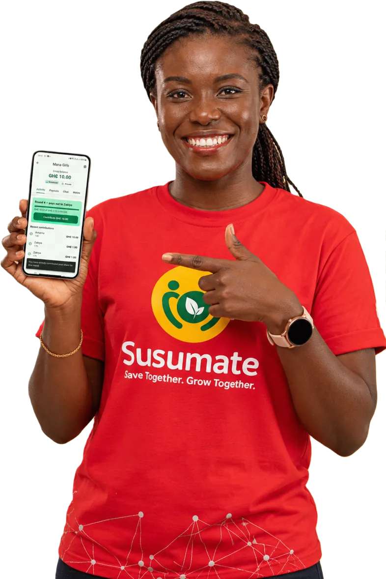 A SusuMate member showing her savings group in the app